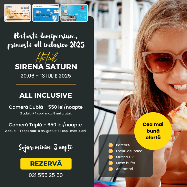 Platesti demipensiune si primesti all inclusive Hotel Sirena Saturn